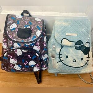 Two Hello Kitty Glitter and Quilted Backpacks!
